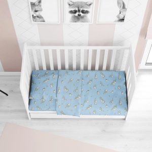 ΣΕΝΤΟΝΙΑ ΕΜΠΡΙΜΕ ΣΕΤ 3 τεμ bebe Birds 14 120Χ160 Sky blue Flannel cotton 100% - Image 1