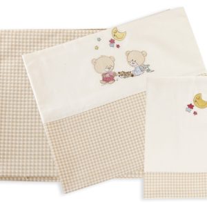 ΣΕΝΤΟΝΙΑ ΣΕΤ 3 τεμ bebe HAPPY BEARS 22 120Χ170 ΕΚΡΟΥ/ΜΠΕΖ Cotton 100% - Image 1
