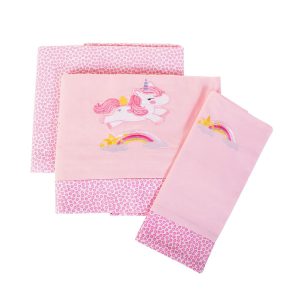 ΣΕΝΤΟΝΙΑ ΣΕΤ 3 τεμ bebe UNICORN 41 120Χ170 ΡΟΖ Cotton 100% - Image 1