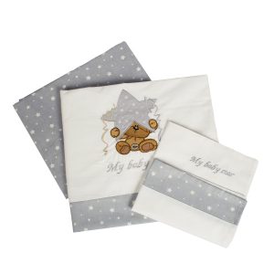 ΣΕΝΤΟΝΙΑ ΣΕΤ 3 τεμ bebe ΑΣΤΕΡΙ 124 120Χ170 ΛΕΥΚΟ/ΓΚΡΙ Cotton 100% - Image 1