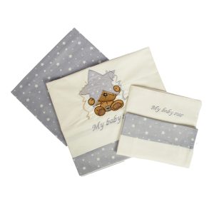 ΣΕΝΤΟΝΙΑ ΣΕΤ 3 τεμ bebe ΑΣΤΕΡΙ 129 120Χ170 ΕΚΡΟΥ/ΓΚΡΙ Cotton 100% - Image 1