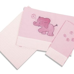 ΣΕΝΤΟΝΙΑ ΣΕΤ 3 τεμ bebe ΕΛΕΦΑΝΤΑΚΙ 15 120Χ170 ΡΟΖ Cotton 100% - Image 1