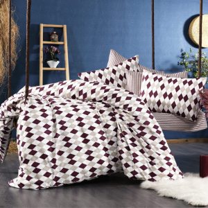ΠΑΠΛΩΜΑΤΟΘΗΚΗ ΕΜΠΡΙΜΕ  Diamond 326 160Χ240 Burgundy Flannel cotton 100% - Image 1