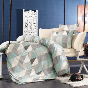 ΣΕΝΤΟΝΙΑ ΕΜΠΡΙΜΕ ΣΕΤ 3 τεμ Geometrical 330 160Χ240 Green-Beige Flannel cotton 100% - Image 1