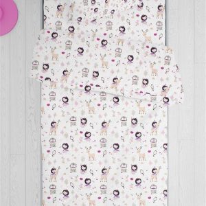 ΠΑΠΛΩΜΑ ΕΜΠΡΙΜΕ kids Lily & Deer 179 160X240 White-Pink Cotton 100%