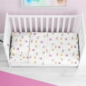 ΚΑΤΩΣΕΝΤΟΝΟ ΜΕ ΛΑΣΤΙΧΟ bebe Sweet Dreams 553 0,70X1,40X0,15 White-Pink 100% Cotton