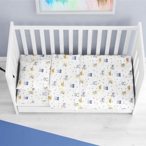 ΚΑΤΩΣΕΝΤΟΝΟ ΜΕ ΛΑΣΤΙΧΟ bebe Sweet Dreams 554 0,70X1,40X0,15 White-Sky Blue 100% Cotton