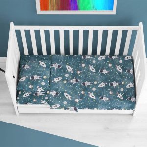 ΣΕΝΤΟΝΙΑ ΕΜΠΡΙΜΕ ΣΕΤ 3 τεμ bebe Galaxy Travel 91 120X160 Petrol 100% Cotton Flannel - Image 1