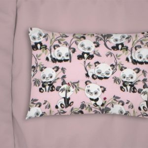 ΜΑΞΙΛΑΡΟΘΗΚΗ ΕΜΠΡΙΜΕ bebe Panda Bear 97 35X45 Pink 100% Cotton Flannel - Image 1