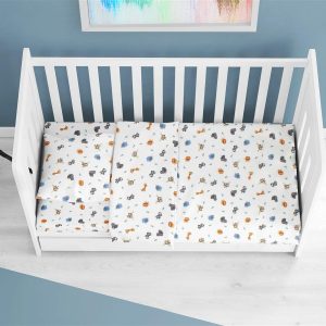 ΣΕΝΤΟΝΙΑ ΕΜΠΡΙΜΕ ΣΕΤ 3 τεμ bebe Zoo 29 120X160 White 100% Cotton Flannel - Image 1