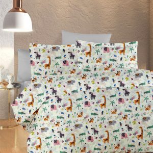 ΣΕΝΤΟΝΙΑ ΕΜΠΡΙΜΕ ΣΕΤ 2 τεμ kids Zoo 556 160X240 White-Multi 100% Cotton - Image 1