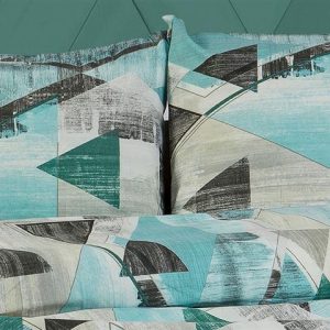 ΜΑΞΙΛΑΡΟΘΗΚΗ ΕΜΠΡΙΜΕ Geometrical 332 50X70 Petrol 100% Cotton Flannel - Image 1