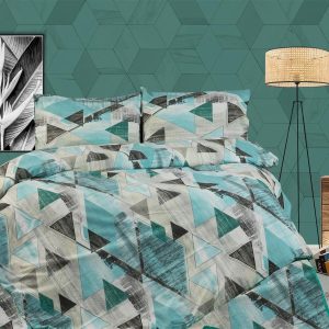 ΣΕΝΤΟΝΙΑ ΕΜΠΡΙΜΕ ΣΕΤ 4 τεμ Geometrical 332 220X240 Petrol 100% Cotton Flannel - Image 1