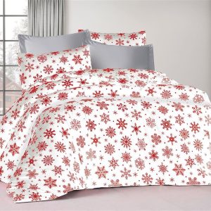 ΣΕΝΤΟΝΙΑ ΕΜΠΡΙΜΕ ΣΕΤ 4 τεμ Snowflake 462 240X270 White-Red 70/30 Cott/Pol - Image 1