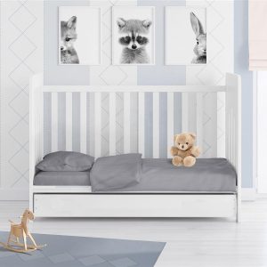 ΣΕΝΤΟΝΙΑ ΣΕΤ 3 τεμ bebe Solid 495 120X160 Dark grey Cotton 100% - Image 1