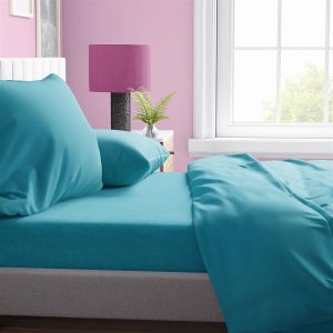 ΠΑΠΛΩΜΑΤΟΘΗΚΗ Solid 493 220Χ240 Turquoise Cotton 100% - Image 1