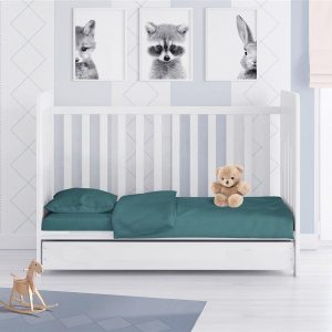 ΚΑΤΩΣΕΝΤΟΝΟ ΜΕ ΛΑΣΤΙΧΟ bebe Solid 494 0,70X1,40X0,15 Petrol Cotton 100% - Image 1