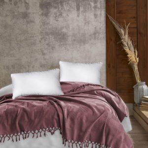 ΚΟΥΒΕΡΤΑ ΠΙΚΕ Jacquard 220Χ240 Bordeaux Cotton 100% - Image 1