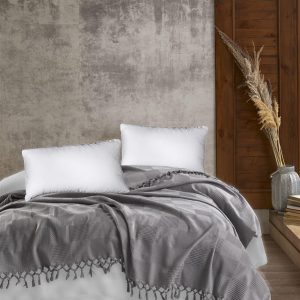 ΚΟΥΒΕΡΤΑ ΠΙΚΕ Jacquard 220Χ240 Grey Cotton 100% - Image 1