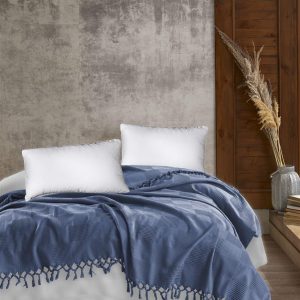 ΚΟΥΒΕΡΤΑ ΠΙΚΕ Jacquard 220Χ240 Classic blue Cotton 100% - Image 1