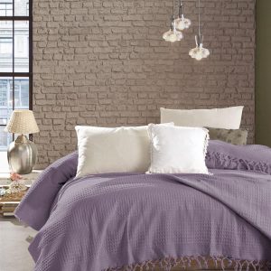 ΚΟΥΒΕΡΤΑ ΠΙΚΕ Dobby 220Χ240 Purple Cotton 100% - Image 1