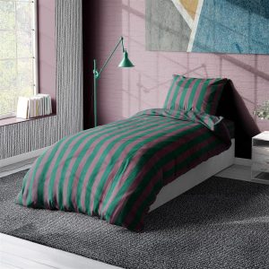 ΣΕΝΤΟΝΙΑ ΒΑΜΒΑΚΟΣΑΤΕΝ ΣΕΤ 2 τεμ. Stripes 156 Green-Antique Pink 160X240 Cotton 100% - Image 1