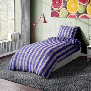 ΣΕΝΤΟΝΙΑ ΒΑΜΒΑΚΟΣΑΤΕΝ ΣΕΤ 2 τεμ. Stripes 157 Purple-Grey 160Χ240 Cotton 100% - Image 1