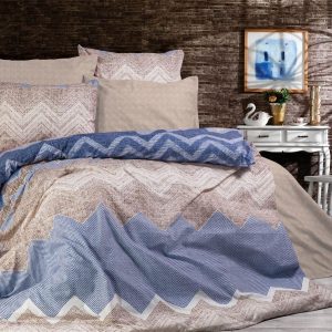 ΣΕΝΤΟΝΙΑ ΕΜΠΡΙΜΕ ΣΕΤ 4 τεμ Αθηνά 407 220Χ240 Beige-Blue Cott/Pol 70/30 - Image 1