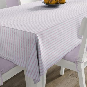 Ανεξίτηλο Τραπεζομάντηλο Νηματοβαφή White-Pink 140X140 100% Cotton - Image 1