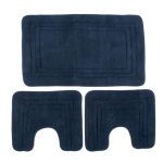 Πατάκι Μπάνιου Σετ 3 τεμ ZUCCHI 1τεμ 55X90, 2 τεμ 45X50 Navy Blue 100% Cotton