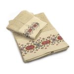 Πετσέτα Σετ 2 τεμ ZUCCHI 40X60,60X110 Με Στάμπα Μπεζ 100% Cotton