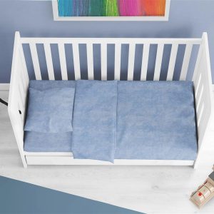 Σεντόνια Σετ 3 τεμ bebe Premium Shadow 614 120X160 Sky Blue 100% Cotton - Image 1
