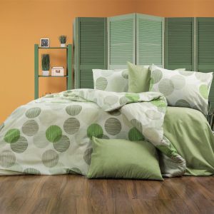 Σεντόνια Εμπριμέ Σετ 4 τεμ Κοραλία 468 240X270 Green 70/30 Cott/Pol - Image 1