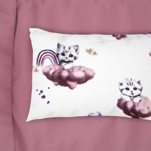 Μαξιλαροθήκη Εμπριμέ kids Kitten 561 50X70 Mauve 100% Cotton - Image 1