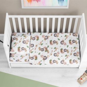 Σεντόνια Εμπριμέ Σετ 3 τεμ bebe Lion 532 120X160 Beige 100% Cotton - Image 1