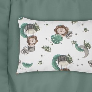 Μαξιλαροθήκη Εμπριμέ bebe Lion 534 35X45 Green 100% Cotton - Image 1