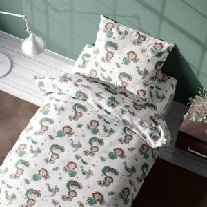 Σεντόνια Εμπριμέ Σετ 3 τεμ kids Lion 534 160X240 Green 100% Cotton - Image 1