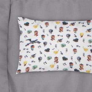 Μαξιλαροθήκη Εμπριμέ bebe Minecraft 566 35X45 White-Grey 100% Cotton - Image 1