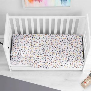 Σεντόνια Εμπριμέ Σετ 3 τεμ bebe Minecraft 566 120X160 White-Grey 100% Cotton - Image 1