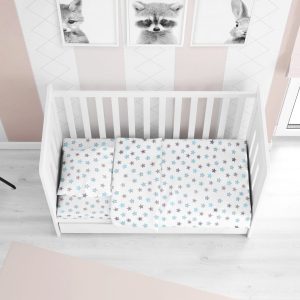 ΚΑΤΩΣΕΝΤΟΝΟ ΜΕ ΛΑΣΤΙΧΟ bebe Star 104 0,70X1,40X0,15 Sky blue Cotton 100% - Image 1