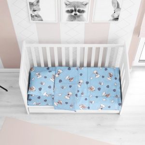 ΚΑΤΩΣΕΝΤΟΝΟ ΜΕ ΛΑΣΤΙΧΟ bebe Προβατάκι 06 0,70X1,40X0,15 Sky blue Flannel cotton 100% - Image 1