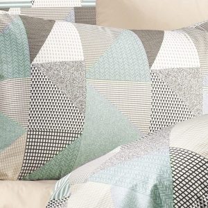 ΜΑΞΙΛΑΡΟΘΗΚΗ ΕΜΠΡΙΜΕ Geometrical 330 50X70 Green-Beige Flannel cotton 100% - Image 1