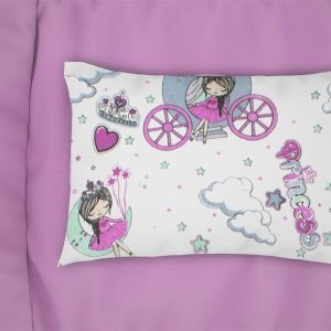 Μαξιλαροθήκη Εμπριμέ bebe Princess 389 35X45 White-Lila 70/30 Cott/Pol - Image 1