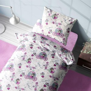 Σεντόνια Εμπριμέ Σετ 3 τεμ kids Princess 389 160X240 White-Lila 70/30 Cott/Pol - Image 1