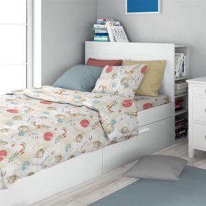 Σεντόνια Εμπριμέ Σετ 2 τεμ kids Spaceship 186 160X240 Beige 100% Cotton - Image 1