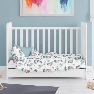 Πάπλωμα Εμπριμέ bebe Lion 533 120X160 Sky Blue 100% Cotton