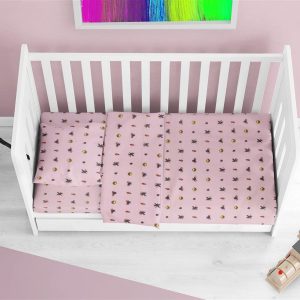 Σεντόνια Εμπριμέ Σετ 3 τεμ bebe Looney Tunes 39 120X160 Pink 100% Cotton Flannel - Image 1