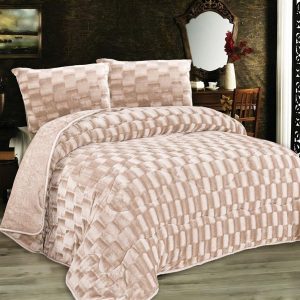 Κουβερτοπάπλωμα με εφέ Fleece 750 gsm 1940 Mocha 160X220 100% Polyester - Image 1