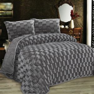 Κουβερτοπάπλωμα με εφέ Fleece 750 gsm 1940 Grey 220Χ240 100% Polyester - Image 1