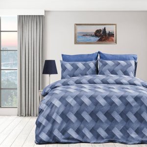 Σεντόνια Εμπριμέ Σετ 4 τεμ Αλκμήνη 454 220X240 Blue 70/30 Cott/Pol - Image 1